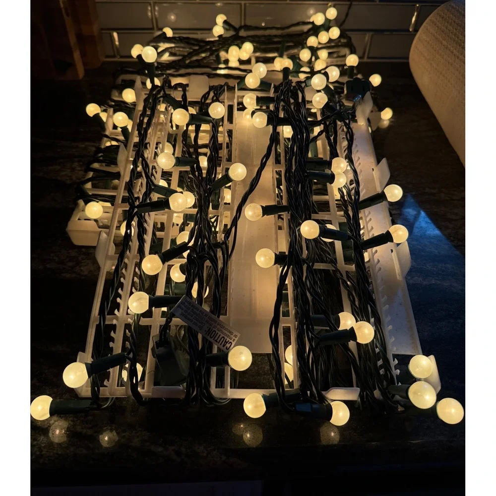 Vintage 3 Sets of Pearl White Working Christmas Lights